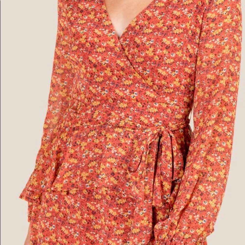Francesca’s cinnamon ruffle dress